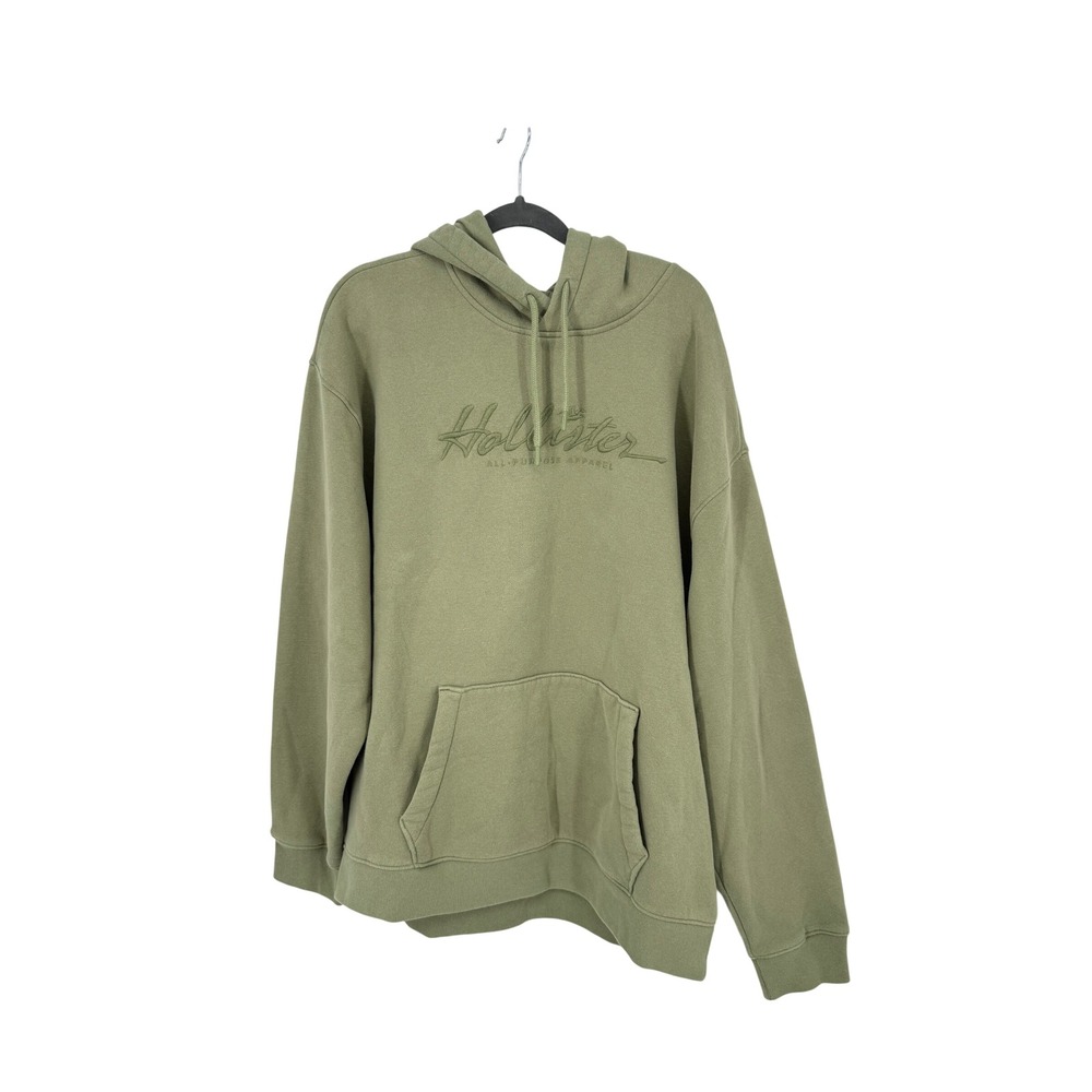 Hollister Hoodie‎ Mens XL Sage Green Excellent Relaxed Fit Embroidered Logo